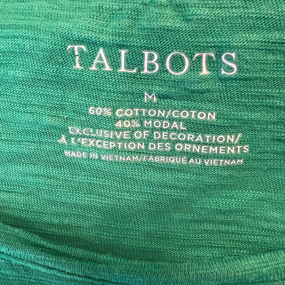 Talbots Kelly Green Women's Short Sleeve Tee. Chest Embellishment Size M - Picture 5 of 5